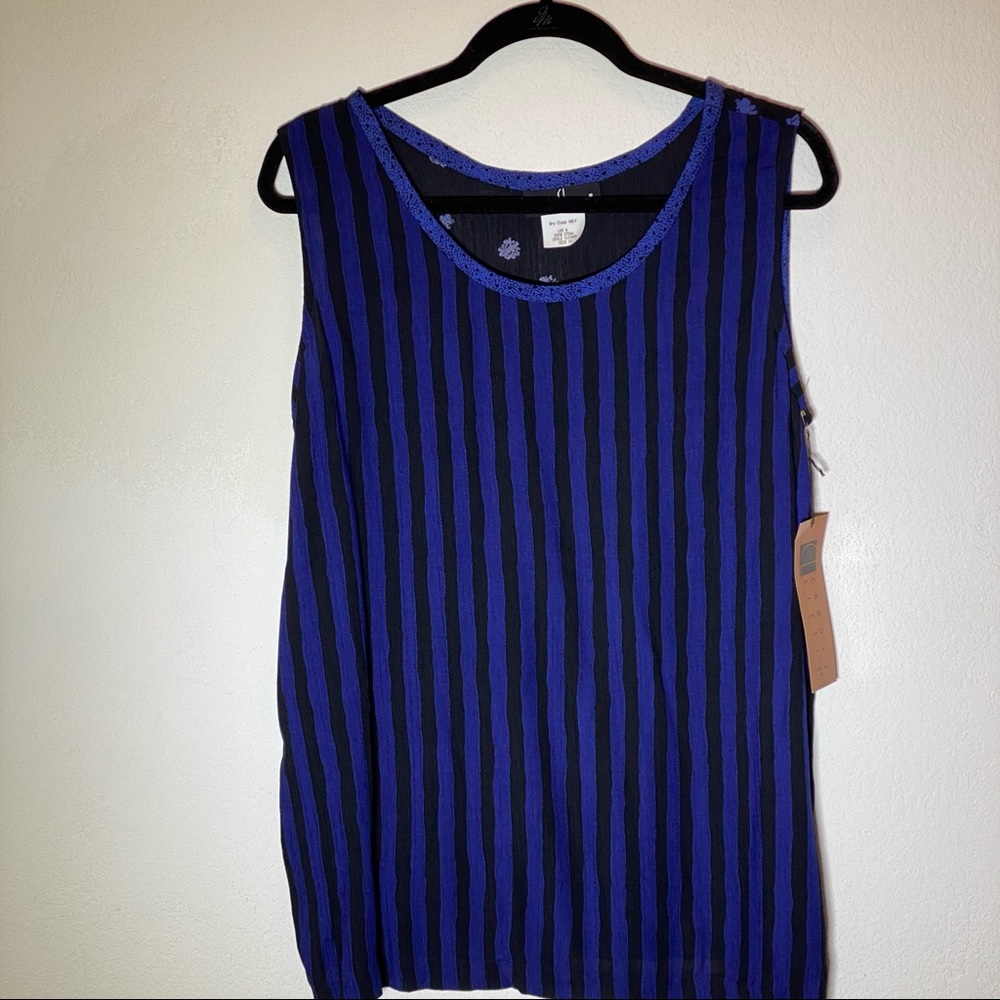 Carole Little Royal Blue/Black Mixed Print Tank 14